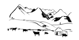 山水牛羊简笔画