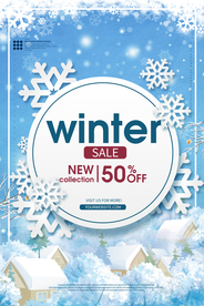 冬季商店促销宣传活动海报素材