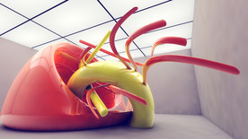 C4D橙色 房间抽象几何