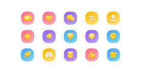 社交金刚区渐变面性卡通矢量ic