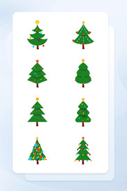 绿色手绘扁平化圣诞树插画图标