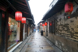 西塘古镇街道店铺红灯笼