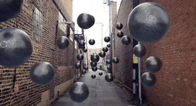 C4D 模型动画天空中漂浮的球