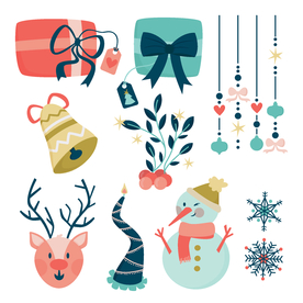 圣诞元素麋鹿雪人铃铛