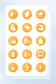 淡黄色圣诞节手机图标商务应用