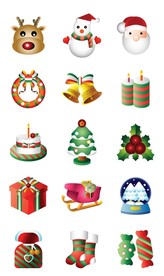 渐变填充面性圣诞节图标