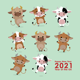 2021 新年卡通牛形象