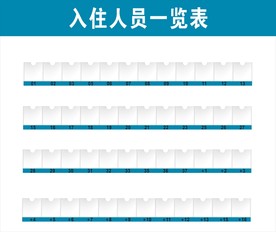 病区入住人员一览表 亚克力