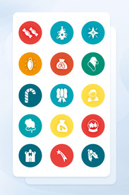 彩色圣诞节填充图标手机应用矢量