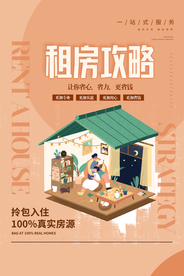 租房攻略促销宣传活动海报素材