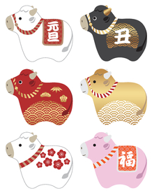 2021新年牛年元素日式牛