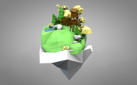 C4D 模型 天空小岛