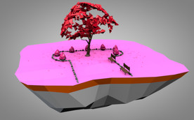 C4D 模型树木石头