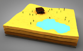 C4D 模型山地河面