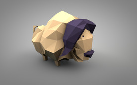 C4D 模型几何卡通山羊