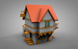 C4D 模型房子建筑小洋楼别墅