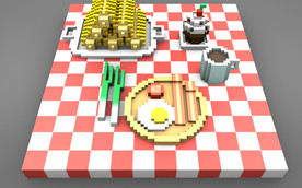 C4D 模型 餐桌菜咖啡饮料