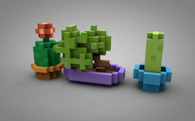 C4D 模型 花盆盆栽绿色植物