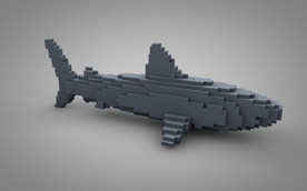 C4D 模型 鲸鱼积木 像素