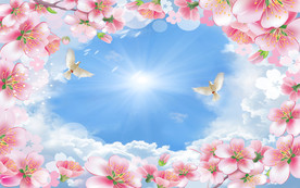 唯美天空桃花吊顶