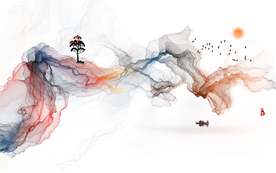 山水画 中式背景墙 装饰画 新