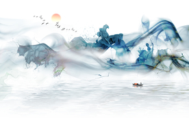 山水画 中式背景墙 装饰画