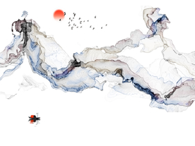 山水画 中式背景墙 装饰画