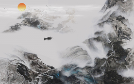 山水画 中式背景墙 装饰画