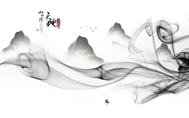 山水画 中式背景墙 装饰画