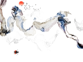 山水画 中式背景墙 装饰画