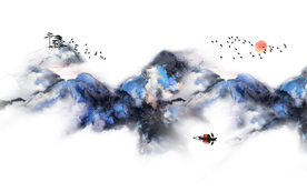 山水画 中式背景墙 装饰画