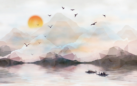 山水画中式背景墙装饰画新背景墙