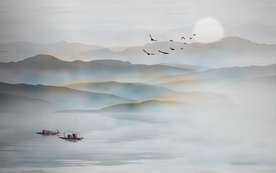 山水画中式背景墙装饰画新背景墙