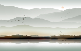 山水画背景墙装饰画