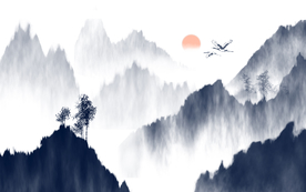 山水画装饰画中式