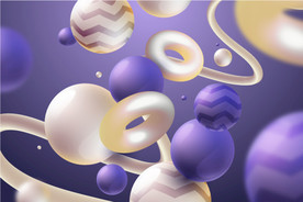 3D立体虚实圆形图形紫色背景