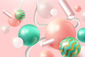 3D立体虚实圆形图形粉色背景