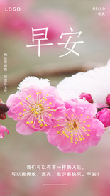 早安海报 梅花 问候海报