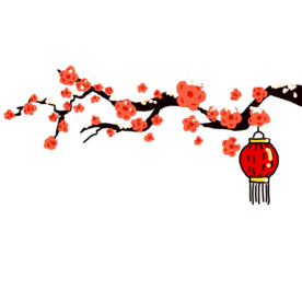 中国风灯笼梅花元素PNG