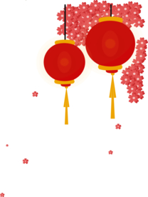 中国风灯笼梅花元素PNG