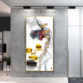 新中式麋鹿山水玄关画