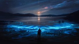 晚上 星星 月亮 浪漫恋人