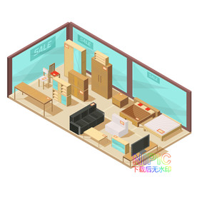 插画eps矢量银行医院六边形