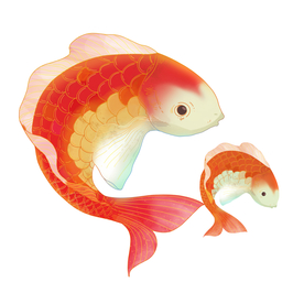 卡通渐变鱼元素