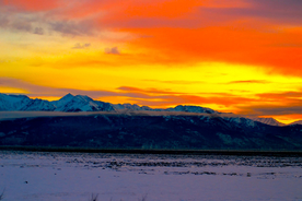雪景 夕阳