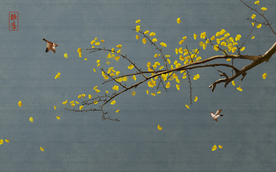 花鸟背景墙 中式背景墙 装饰画