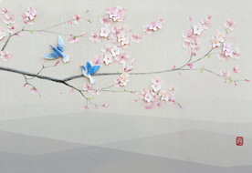 花鸟背景墙 中式背景墙 装饰画