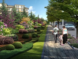 市政道路路口节点绿化景观鸟瞰