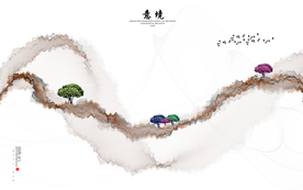 山水画 中式背景墙 装饰画 新