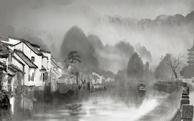 山水画 中式背景墙 装饰画 新